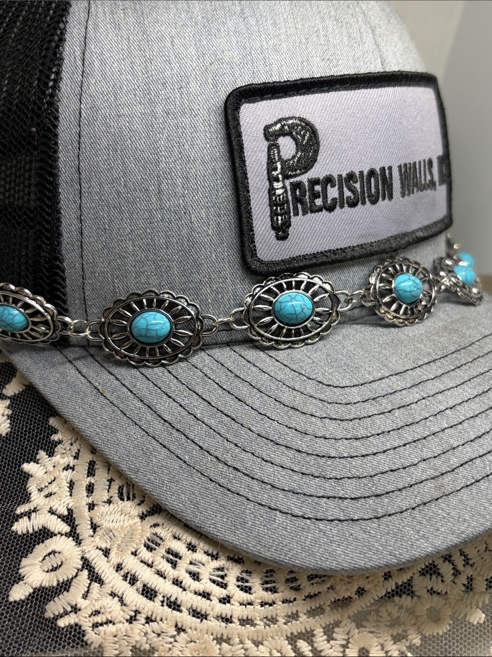 Trucker Hat Chain Faux Turquoise Western Glam | Boutique Festival Accessory